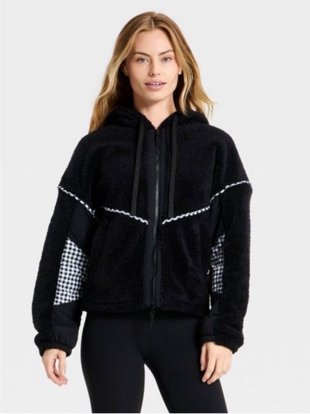 JoyLab Women’s High Pile Fleece Bomber Jacket - Black Size Small NWT